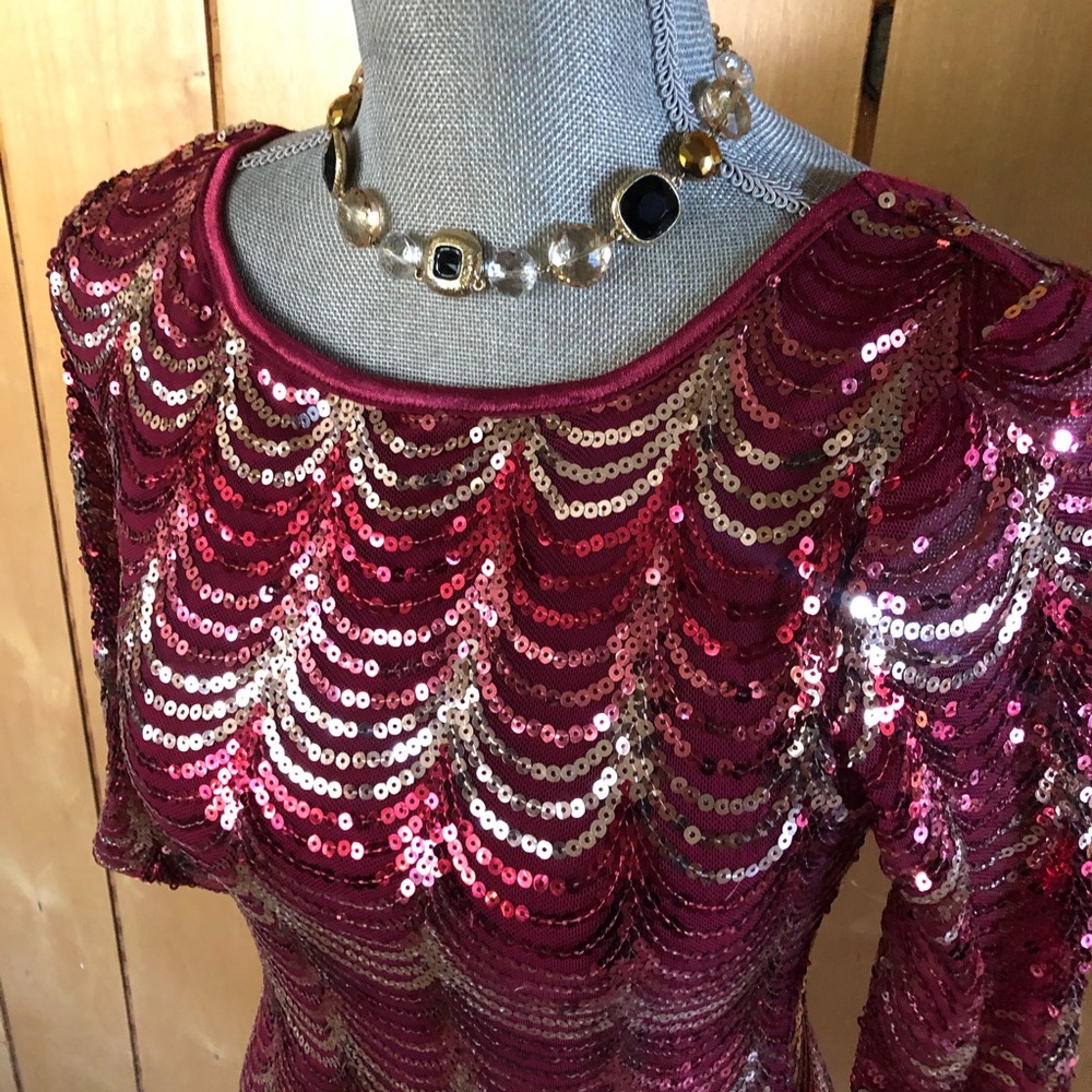 Red Burgundy Sequined party dress